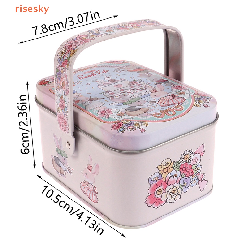 1 Hộp Thiếc Đựng Bánh Kẹo Hình Vali Thỏ Dễ Thương Phong Cách Vintage