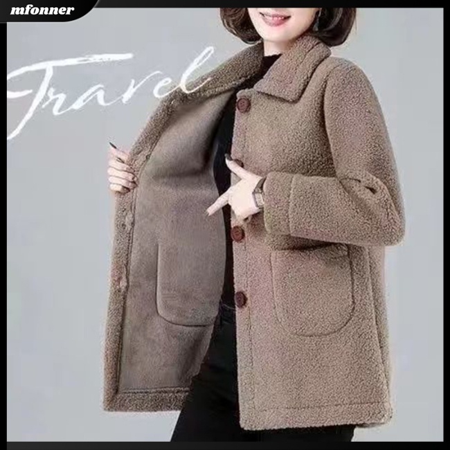 Áo Khoác Dáng Rộng Cỡ Lớn Màu Sắc Đơn Giản Ấm Áp Cho Nữ