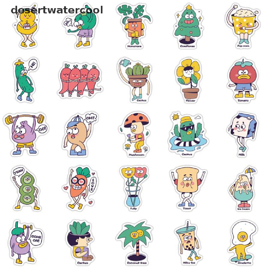 Set 50 Miếng Dán Hoạt Hình Trang Trí Ván Trượt / Guitar / Guitar