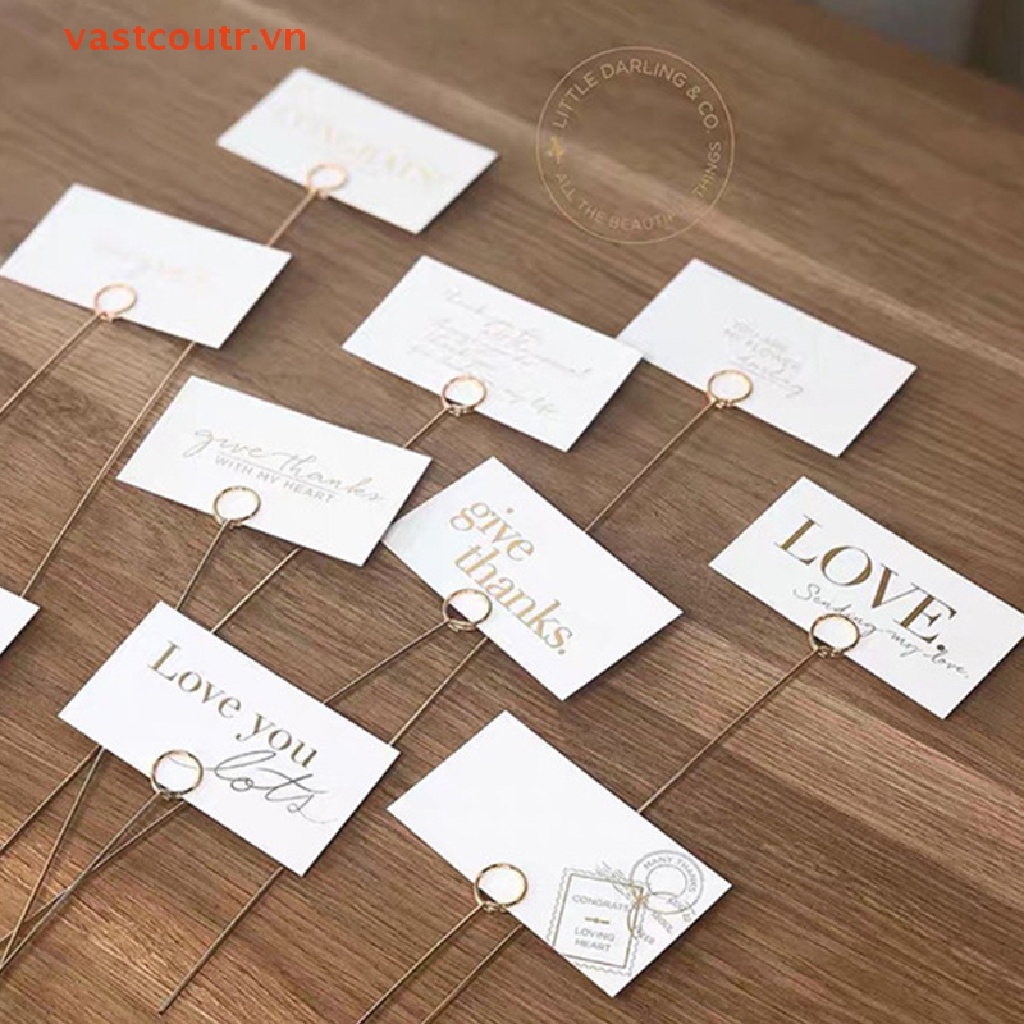 Set 10 Kẹp Giữ Thẻ Bằng Kim Loại Mạ Vàng Họa Tiết Hoa Trang Trí Tiệc
