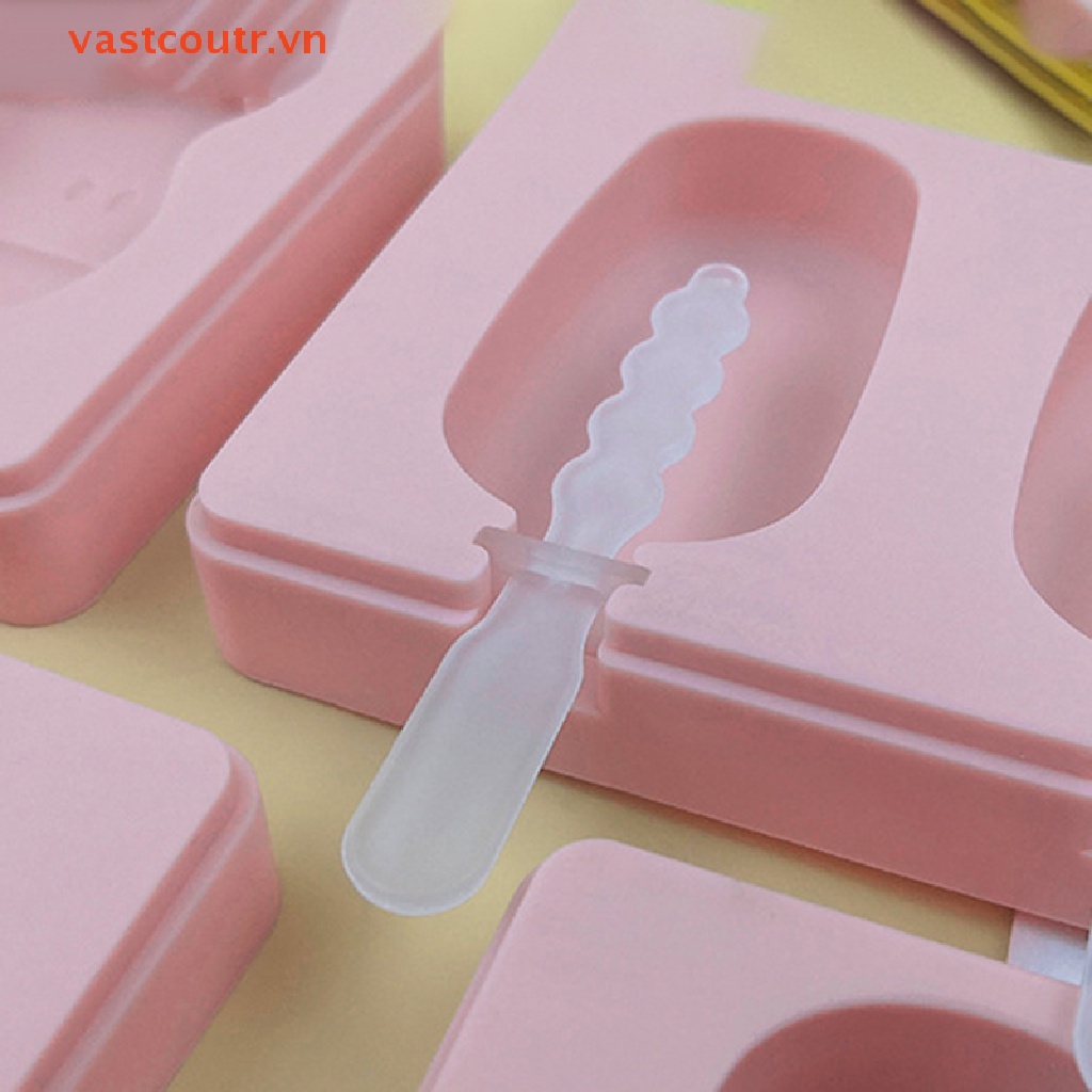 Khuôn Silicon Làm Kem Que Hình Hoạt Hình DIY