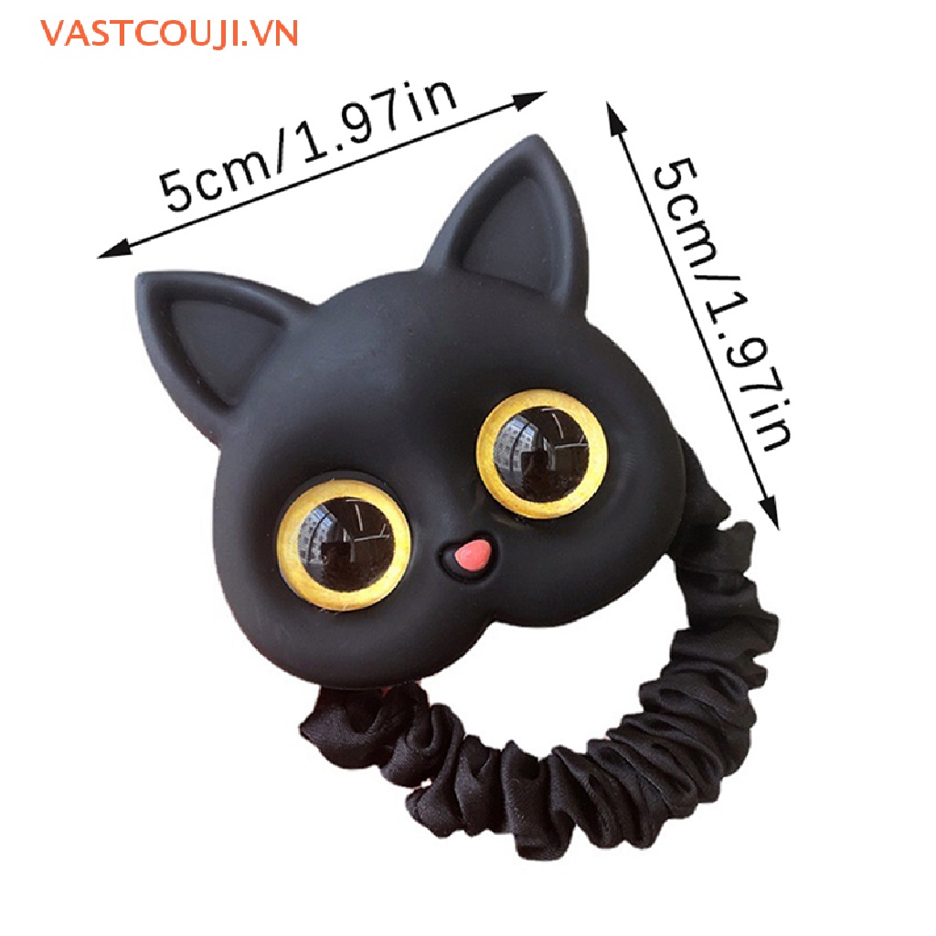 Dây Buộc Tóc Cao Su Co Giãn Hình Mèo Dễ Thương Phong Cách Hàn Quốc Cho Bé Gái