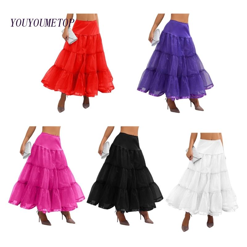 Youyo Áo Khoác Petticoat Dài Đến Mắt Cá Chân Dáng Chữ A Không Viền Cho Nữ
