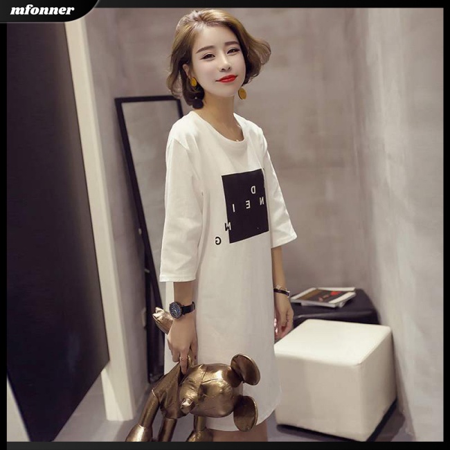 Đầm Thun Dáng Rộng Tay Ngắn Thiết Kế Xẻ Tà Thời Trang Mùa Hè Cho Nữ