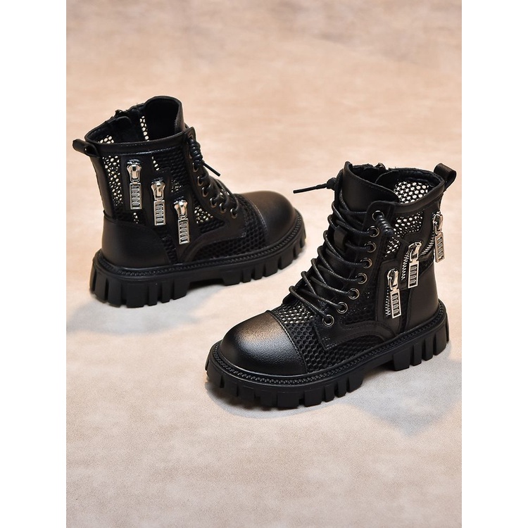 Giày Bốt Martin Bằng Da Cổ Thấp Thoáng Khí Thời Trang Xuân Thu 2023