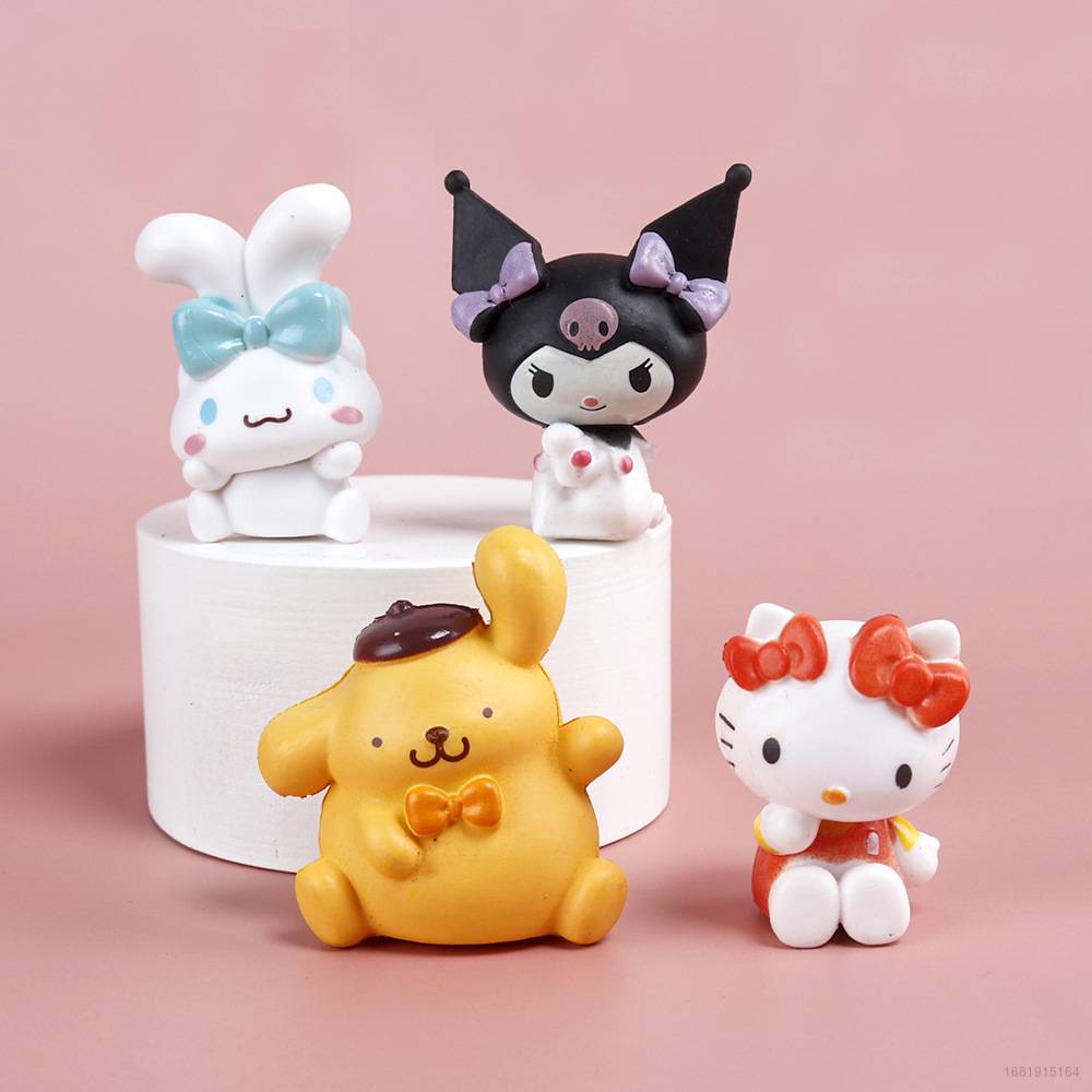 Bộ 4 Mô Hình Nhân Vật Hoạt Hình Sanrio Kitty Kuromi Cinnamoroll Purin Cho Bé YS2