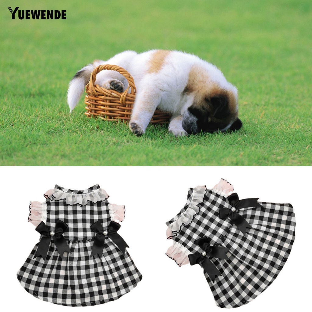 Đầm Họa Tiết Caro Đính Nơ Xinh Xắn Thoải Mái Thời Trang Mùa Hè Cho Thú Cưng