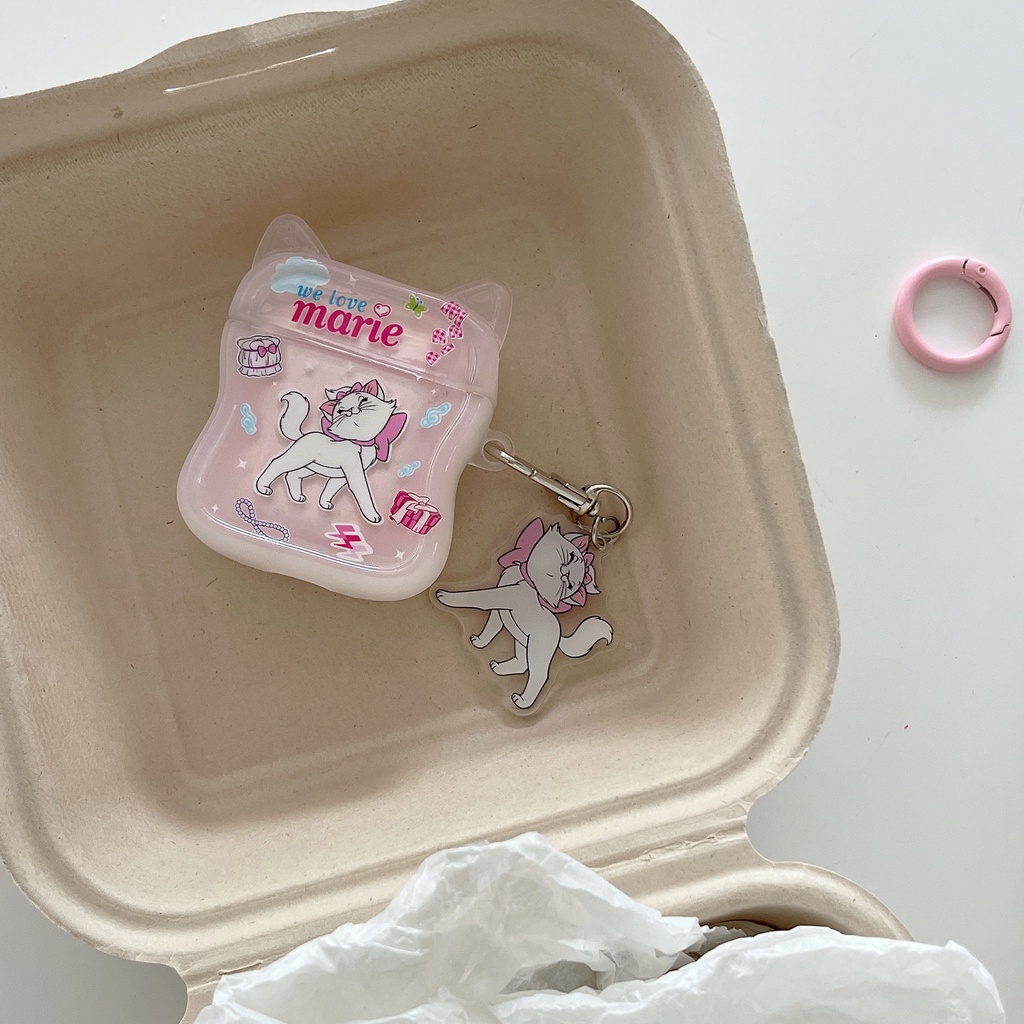 Vỏ Bảo Vệ Hộp Sạc Tai Nghe Bluetooth Airpods 1 / 2 / Pro / 3 Generation Pro2 Hình Tai Mèo Màu Hồng Dễ Thương