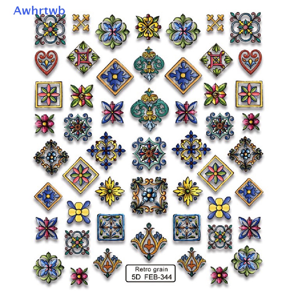 1 Tờ Nhãn Dán Trang Trí Móng Tay Họa Tiết Hoa Phong Cách Bohemia Mới