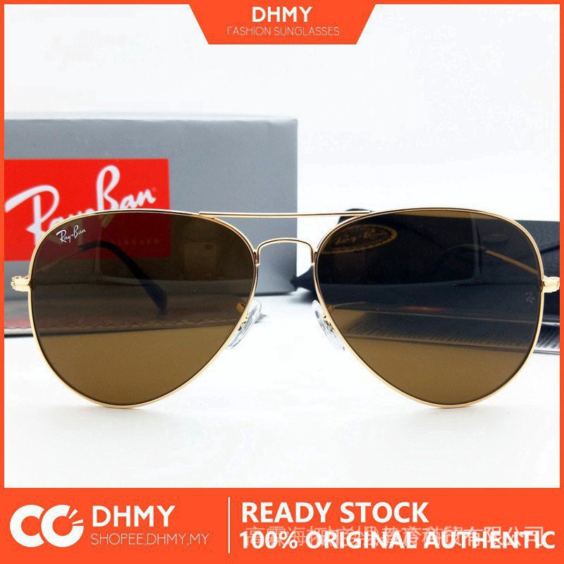 8jlz (AAAMX) Ray-ban Rayban Aviator Kính râm kim loại Rb3025 / 3026 Kính lái xe màu nâu aaMi