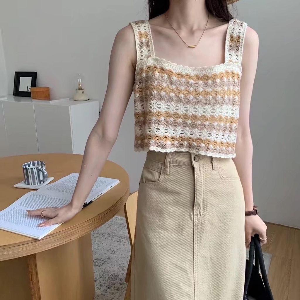 Áo tank top SUXI dệt kim ôm dáng thời trang mùa hè dễ phối đồ cho nữ