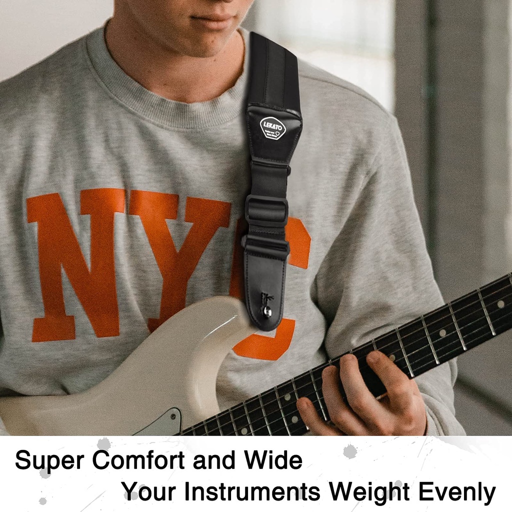 LEKATO Dây Đeo Vai Dày 3 "Với 6 Miếng Xốp Mềm Thoải Mái Cho Đàn Guitar Điện / Bass / Ukulele / Banjo