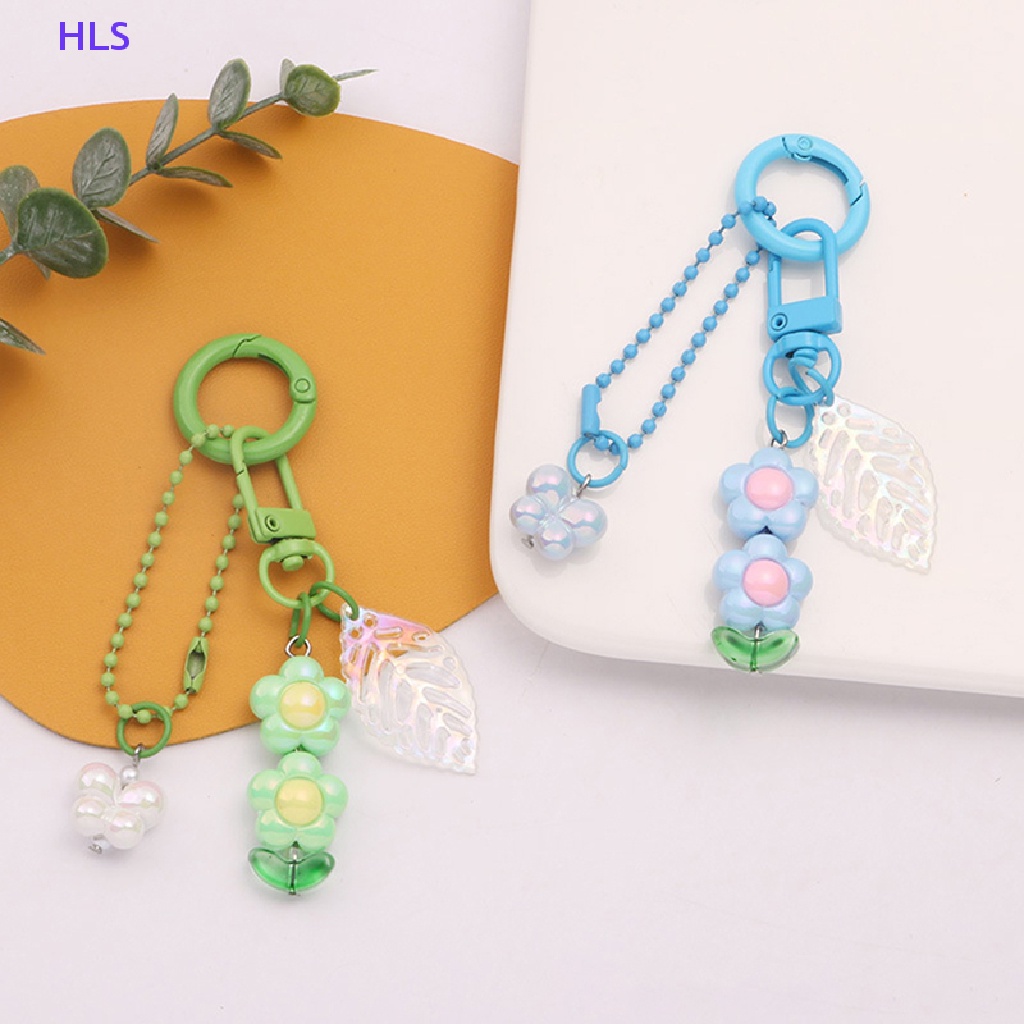 Móc Khóa Acrylic Năm Cánh Họa Tiết Hoa Lá Màu Sắc Xinh Xắn