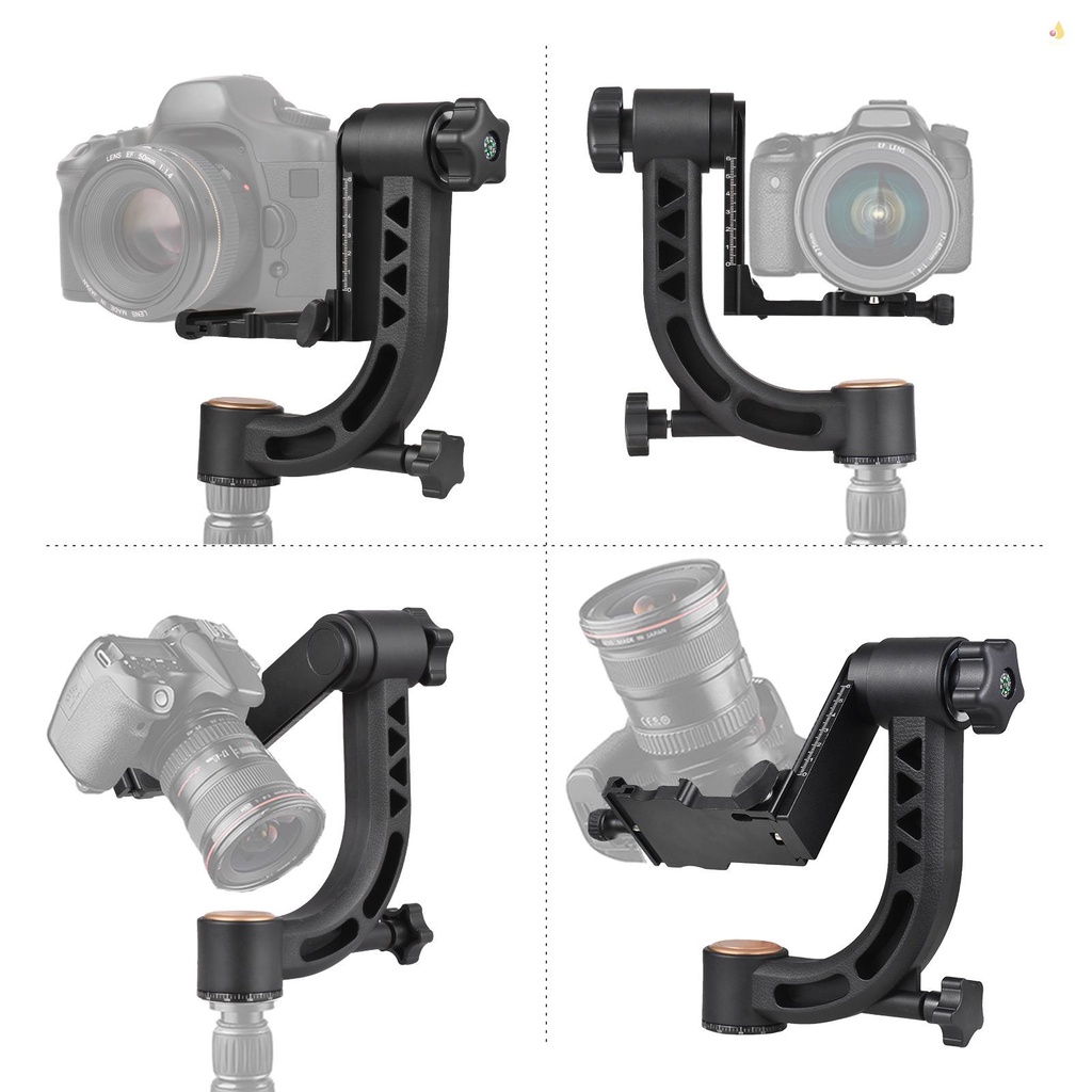Hạng Nặng 360° Đế Gắn Tay Cầm Chống Rung 15kg / 33lbs Bằng Hợp Kim Nhôm Với Ốc Vít 1 / 4 Inch Tháo Gỡ Nhanh Cho Máy Ảnh DSLR