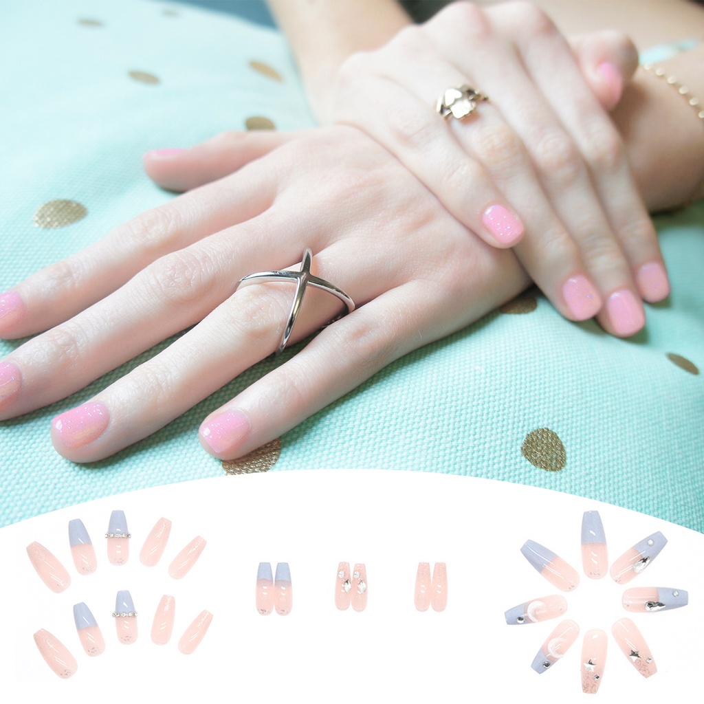 1 Bộ Móng Tay Giả Che Phủ Toàn Diện Có Thể Tái Sử Dụng Kèm Keo Dán Dùng Cho Salon Làm Móng