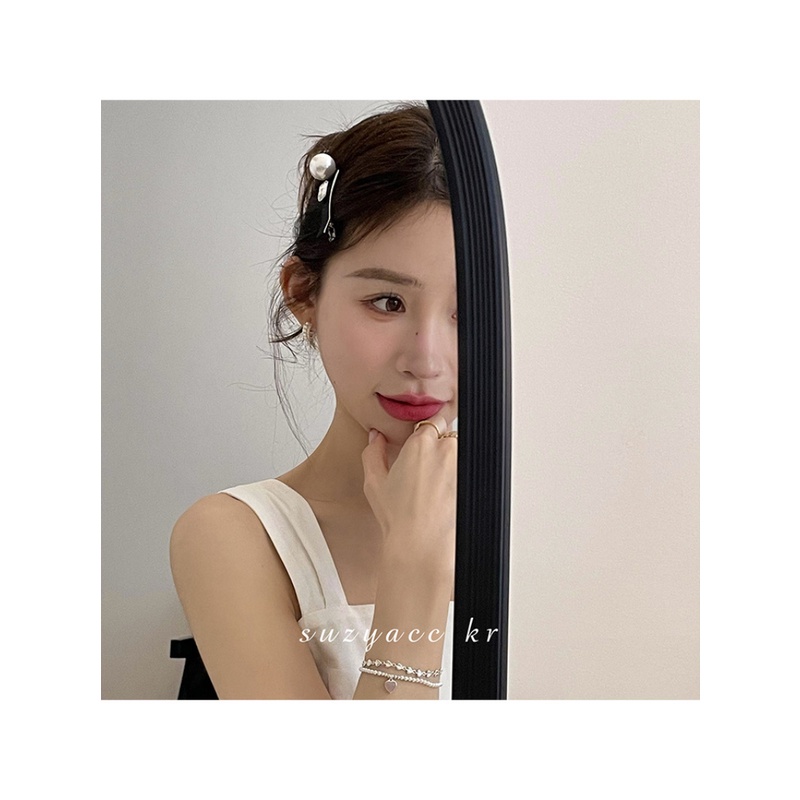 Kẹp Tóc Đính Đá Ngọc Trai Lớn Cao Cấp Phong Cách Pháp Cổ Điển Thời Trang Mới