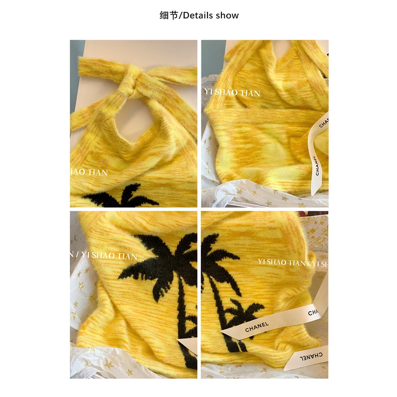 Áo Hai Dây Dệt Kim Cổ Yếm Quyến Rũ Thời Trang Mùa Hè Cho Nữ