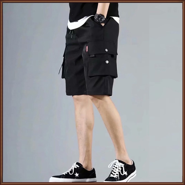 Quần Short Dáng Rộng Chất Liệu Cotton Co Giãn Phối Túi Thời Trang Cho Nam Giới