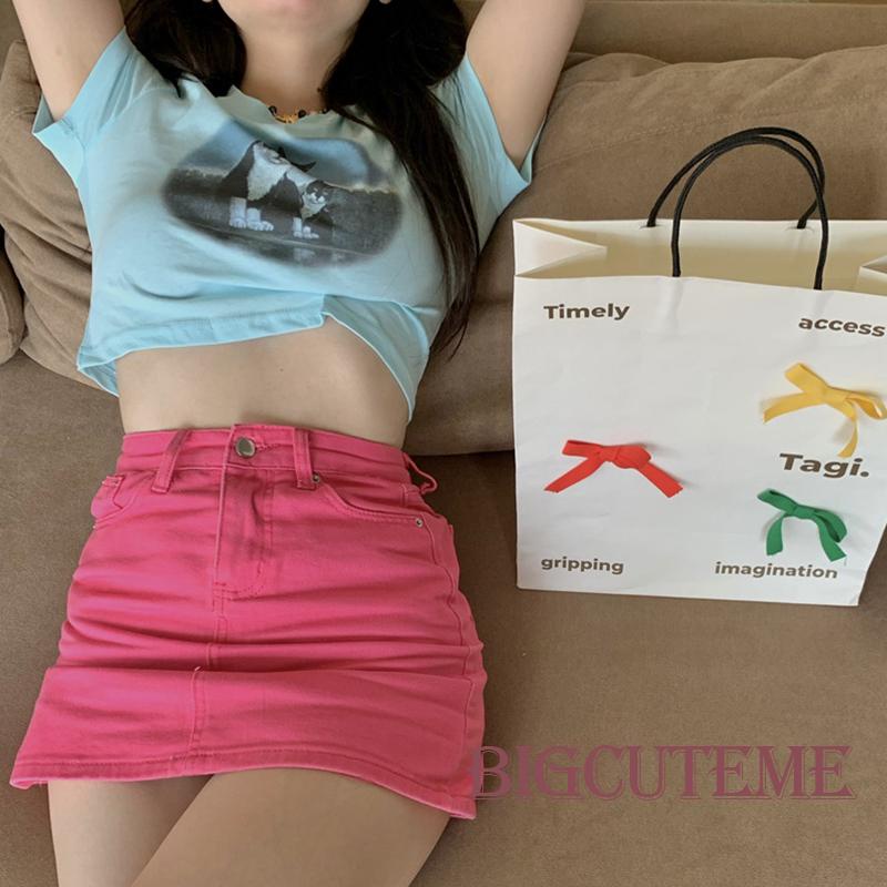 Áo Thun Crop Top Tay Ngắn Cổ Tròn In Hình Mèo Thời Trang Xuân Hè Cá Tính Cho Nữ