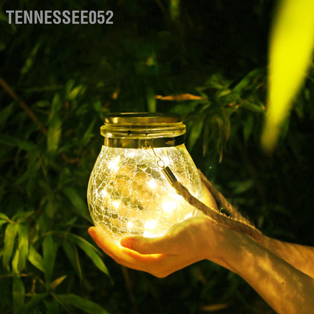 Tennessee052 Treo Đèn Năng Lượng Mặt Trời Dày Crackle Kính Phong Cách Chống Thấm Nước Cảm Biến Smar Lồng Cho Sân Vườn Con Đường