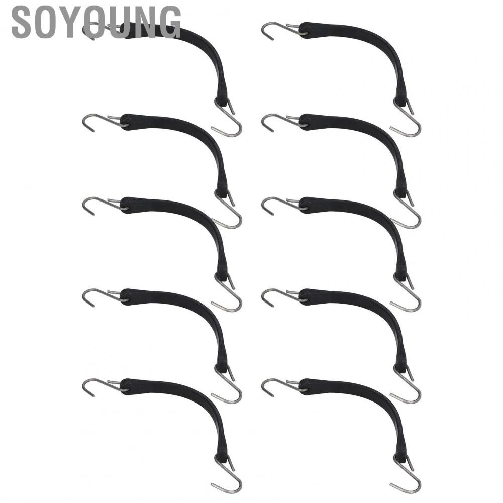 Soyoung Motorcycle Tie Downs  Trailer Tarp Straps Break Resistant 10in Rubber  for Camper