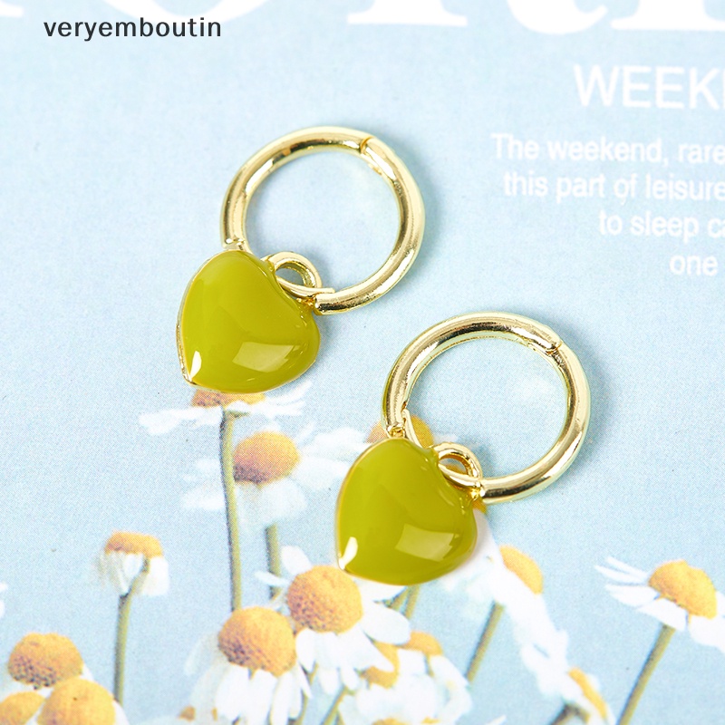 1 Đôi Bông Tai Hình Vuông / Trái Tim Phong Cách Vintage Pháp Đơn Giản Ngọt Ngào Cho Nữ