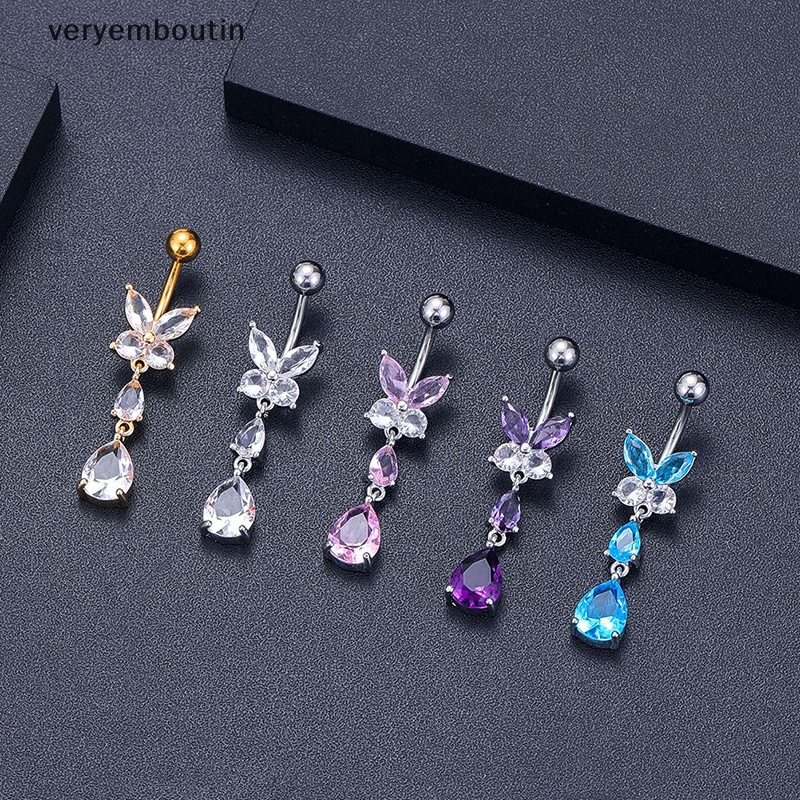 Khuyên Rốn Hình Giọt Nước Và Bướm Đính Đá Zircon Thời Trang Cho Nữ