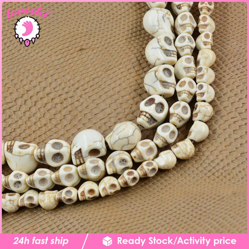 Hạt Đá Ngọc Lam Hình Đầu Lâu 1 Sợi Chạm Khắc Làm Trang Sức Thủ Công DIY