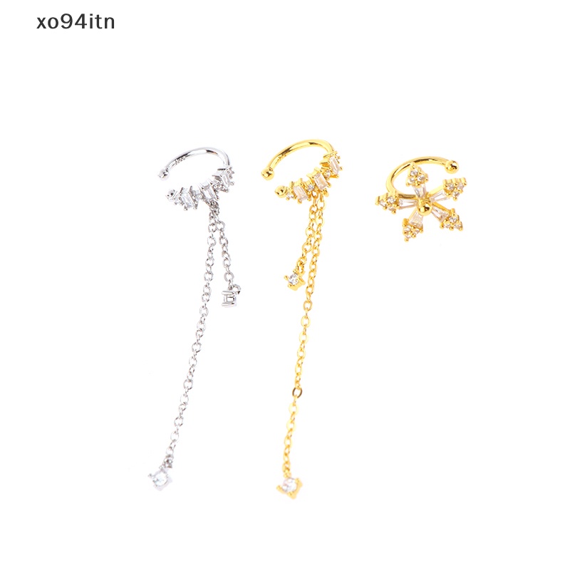 1 Khuyên Kẹp Vành Tai Hình Bông Hoa Đính Đá Thời Trang