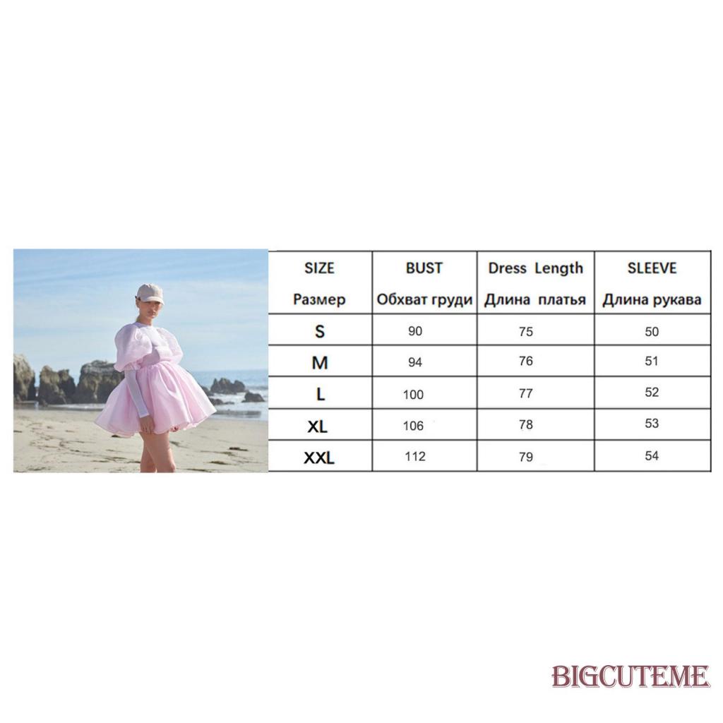 [] - Đầm Ngắn Một Mảnh Tay Phồng Cổ Vuông Màu Trơn Mùa Hè Màu Hồng / Tím / Vàng Cho Nữ