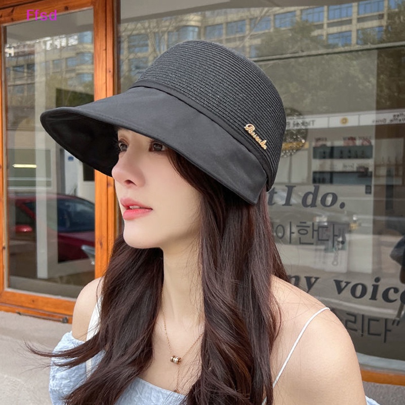 Mũ Cói Rộng Vành Chống Nắng / Tia UV Thoáng Khí Nhỏ Gọn Thời Trang Đi Biển Mùa Hè Cho Nữ