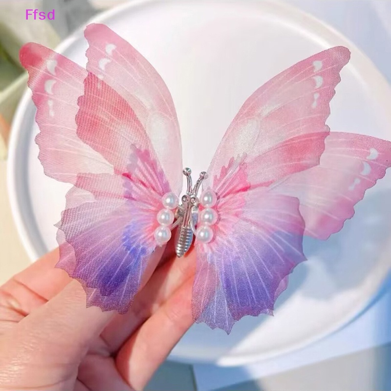 {Ffsd} Kẹp Tóc Hình Cánh Bướm Lớn Đính Ngọc Trai Trang Trí Ngọt Ngào Đáng Yêu Cho Bé Gái * Hàng Bán Chạy