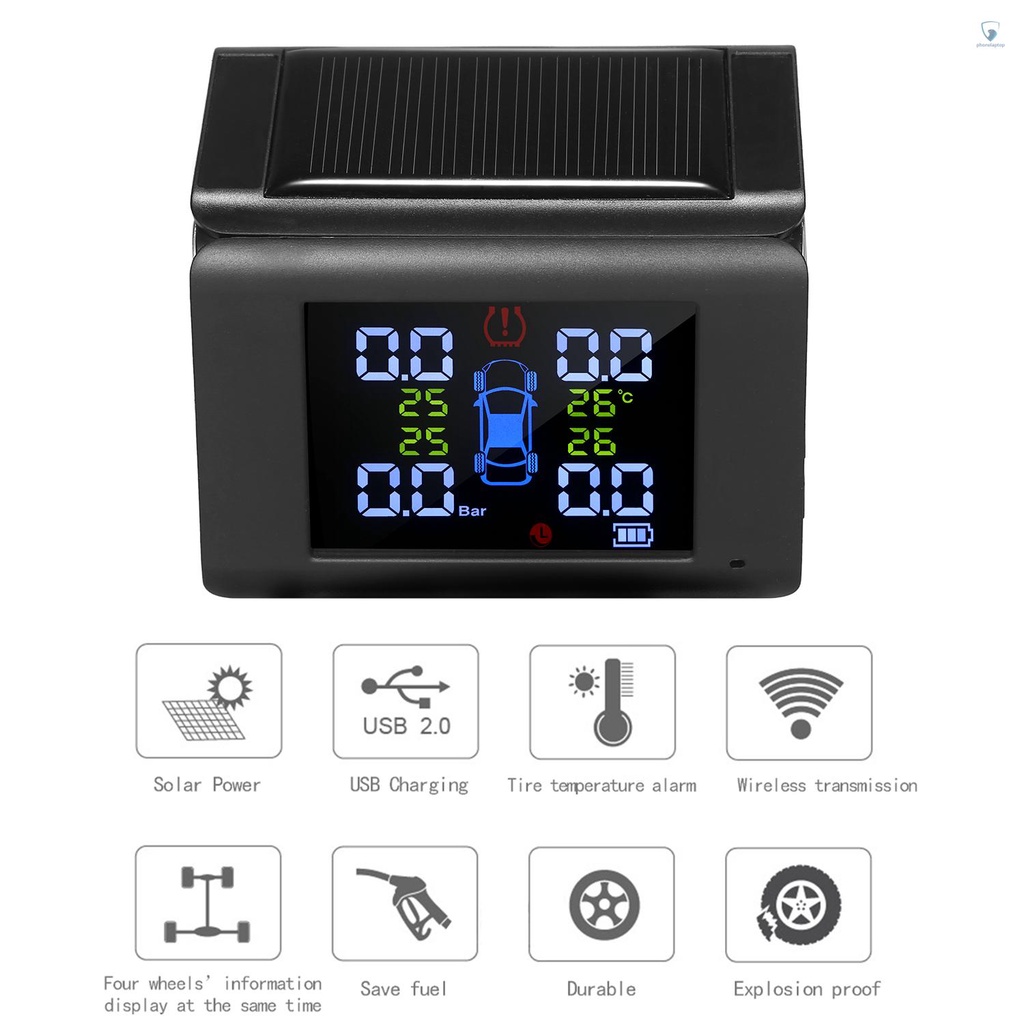 Hệ Thống Giám Sát Áp Suất Lốp Xe 7 Chế Độ Có Màn Hình Màu Sắc Và 4 Cảm Biến Áp Suất Lốp Ngoài Cho 0-6 Thanh