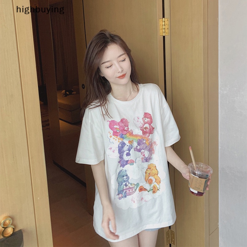 Áo Thun Tay Ngắn Cổ Tròn In Hình Gấu Hoạt Hình Thời Trang Mùa Hè Cho Nữ