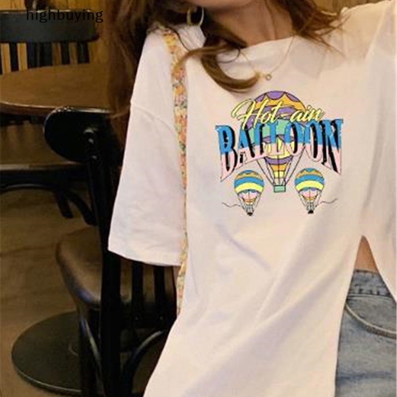 Áo Thun Tay Ngắn Cổ Tròn In Hình Bong Bóng Y2K Thời Trang Mùa Hè Cho Nữ