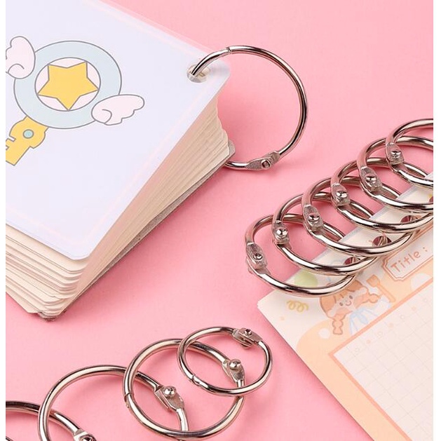 10pcs Khoen, khuyên Tròn Inox Flashcard Đóng Gáy Sách, Album, Nhật Kí - Khoen Móc Vòng Còng Đóng Sổ, Sổ Tay