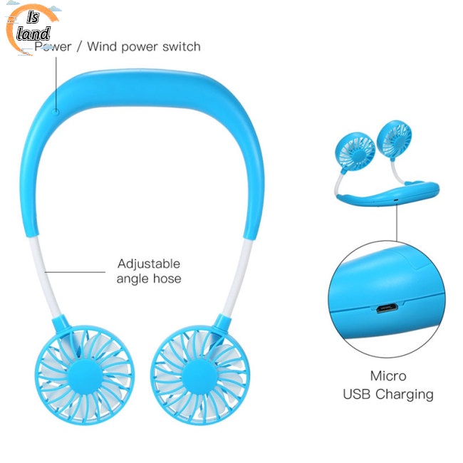 Quạt Thể Thao Mini Đeo Cổ Đa Năng Có Thể Sạc Lại Bằng Cổng USB