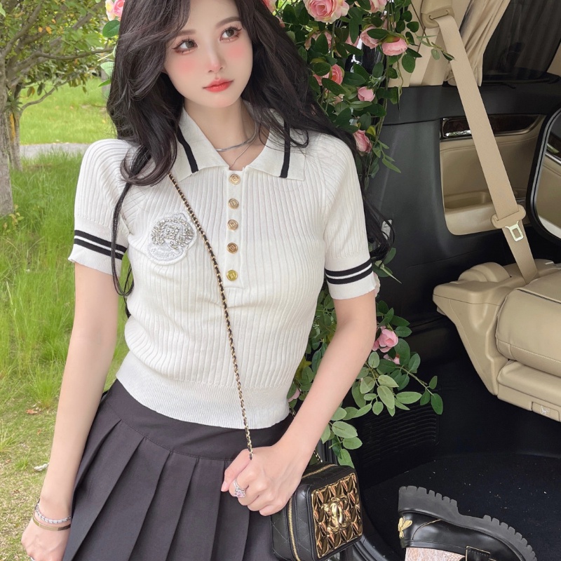 COZOK Áo polo Dệt Kim Tay Ngắn Dễ Phối Đồ Hợp Thời Trang