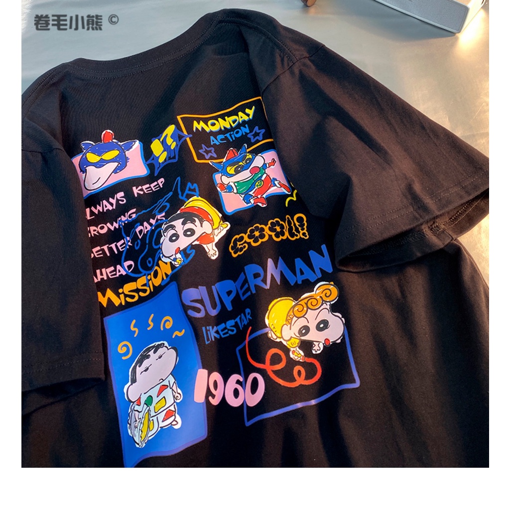 Áo Thun Tay Ngắn Dáng Rộng In Hoạt Hình Shin-chan Phong Cách Nhật Bản Xinh Xắn Cho Nữ