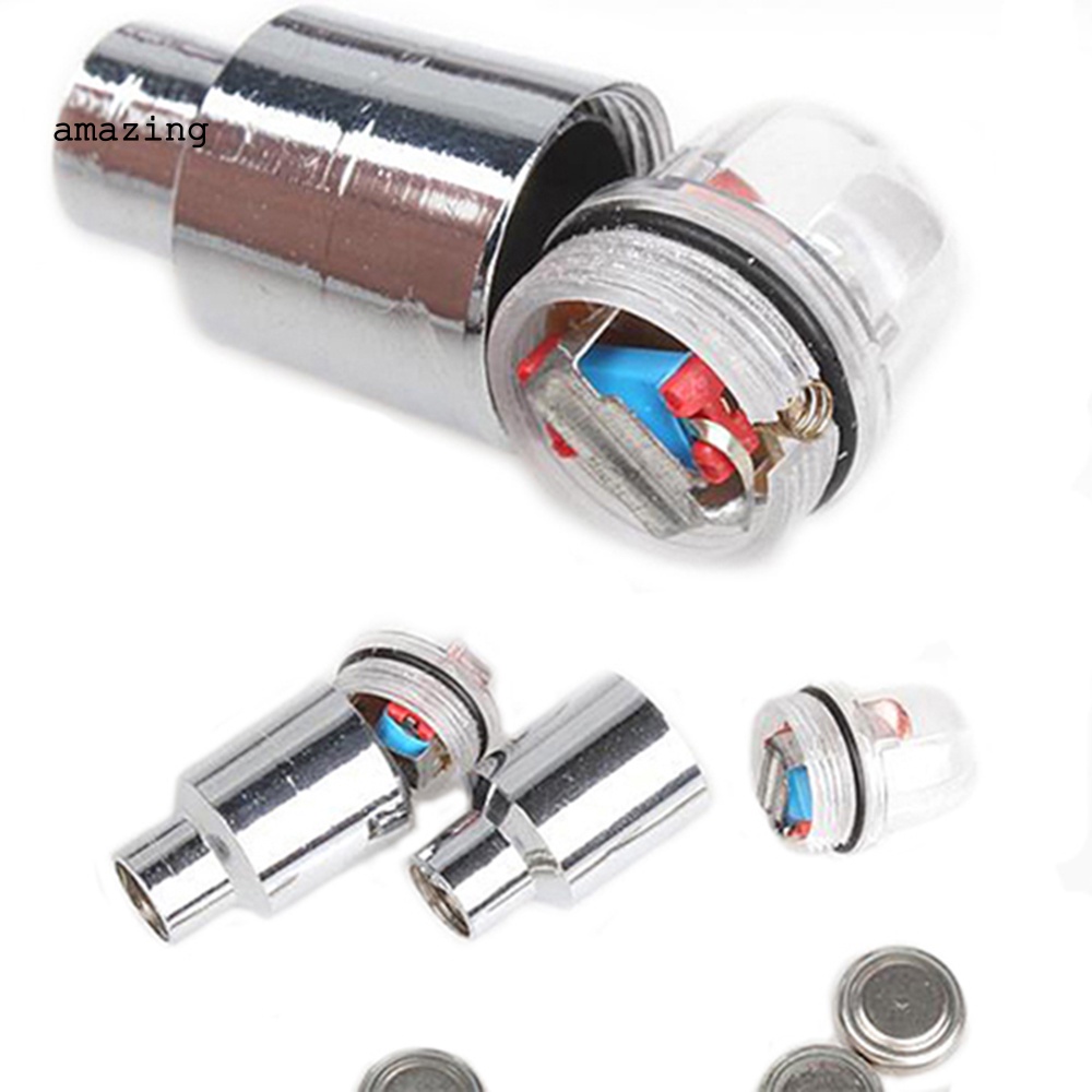 1 Cặp Van Xe Đạp / Xe Máy Có Đèn LED Màu Xanh Dương