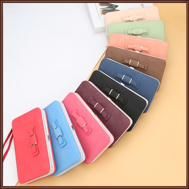 Ví Gập 2 Ngăn Đựng Thẻ Đính Nơ Thời Trang Dành Cho Nữ