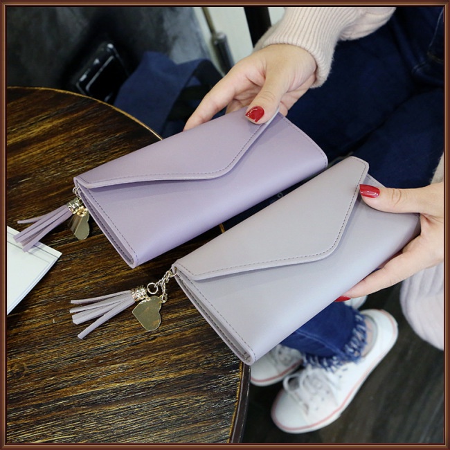 Ví Cầm Tay Đựng Thẻ Gắn Núm Tua Đơn Giản Thời Trang Cho Nữ