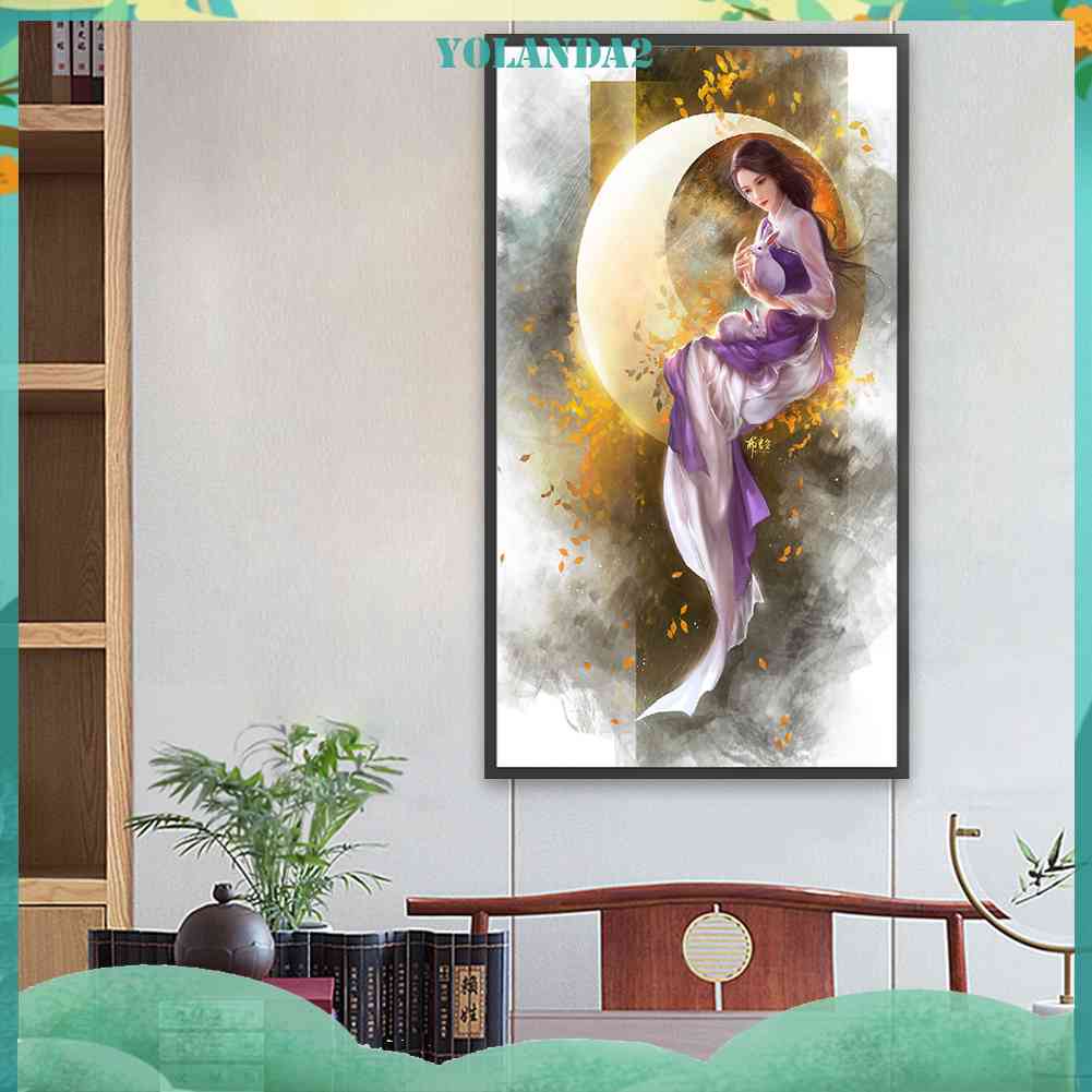 Bộ Tranh Đính Đá 5D Họa Tiết Mặt Trăng Độc Đáo DIY Dùng Trang Trí Nhà Cửa