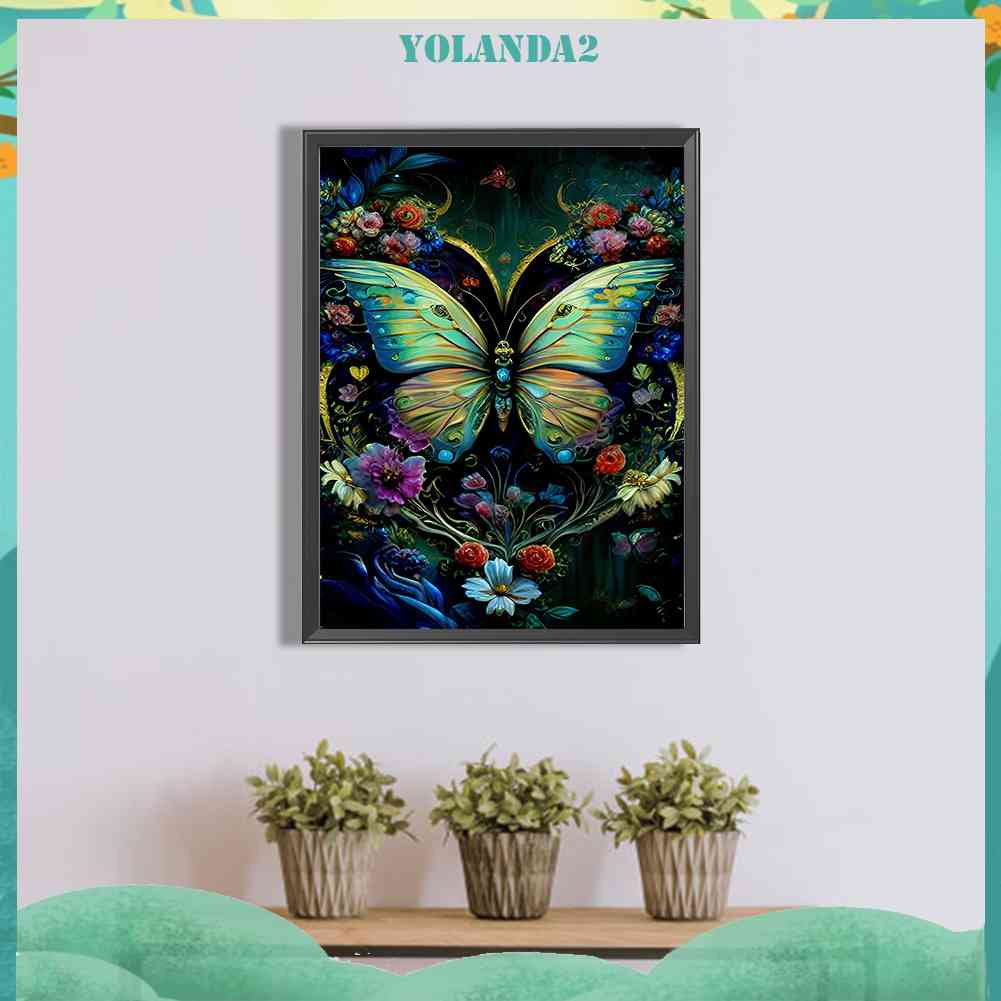 Tranh Đính Đá Kim Cương Toàn Bộ 5D DIY Hình Vẽ Hoa Bướm