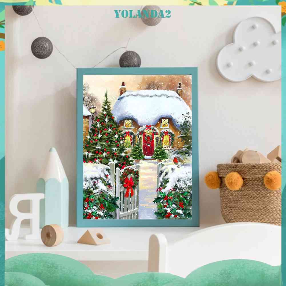 Tranh Đính Đá Kim Cương Toàn Bộ 5D DIY Hình Vẽ Vườn Giáng Sinh