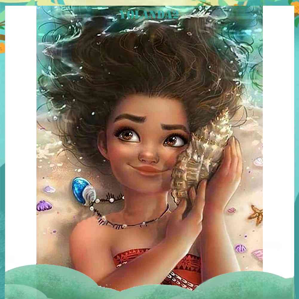 Bộ Tranh Đính Đá 5D Toàn Diện Họa Tiết Moana Độc Đáo DIY Dùng Trang Trí Nhà Cửa