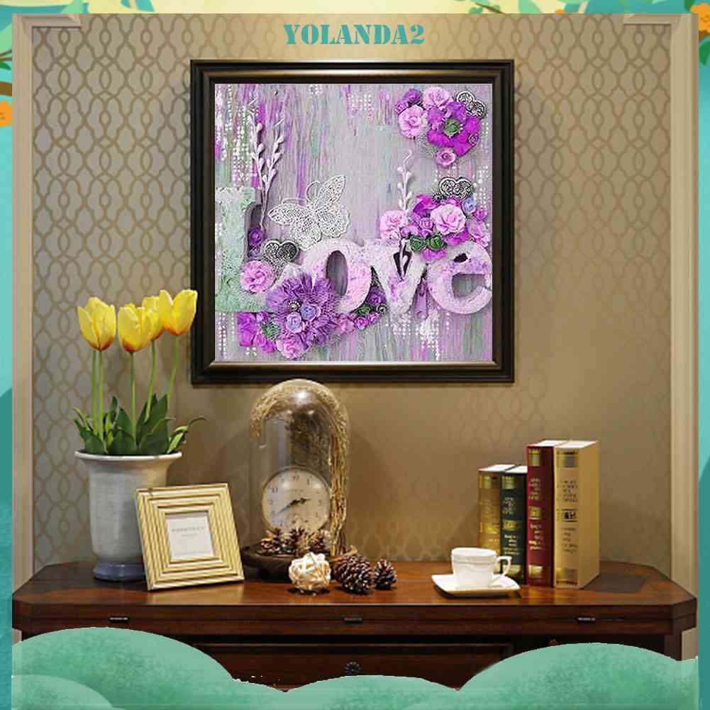 Bộ Tranh Đính Đá Toàn Bộ Họa Tiết Trái Tim Độc Đáo Trang Trí Nhà Cửa