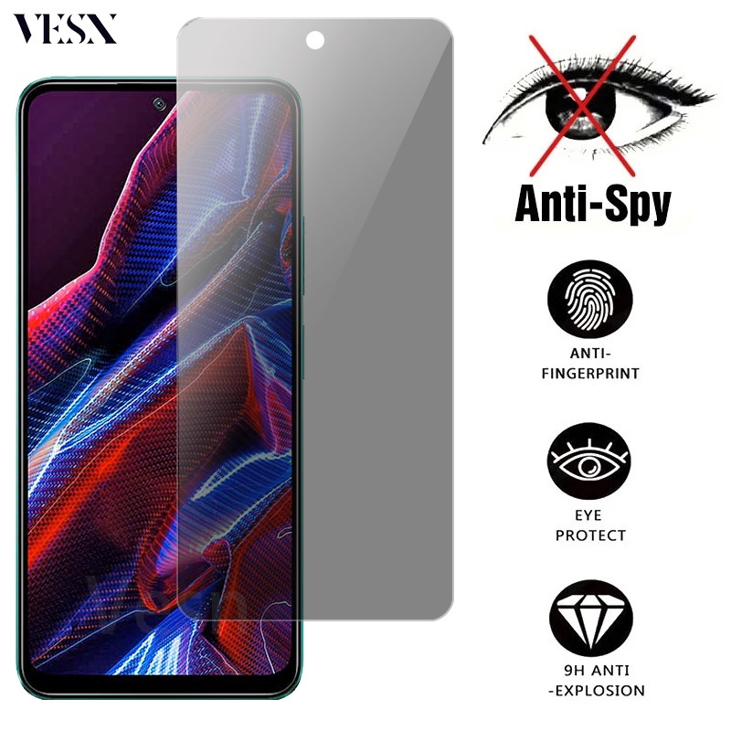 Kính cường lực chống nhìn trộm chống vân tay cho Xiomi Xiaomi POCO C65 F5 X5 X4 X3 NFC F4 F3 GT M5 M4 M3 Pro C40 C50 C55 5G 4G 2023