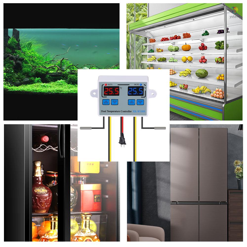 Thiết Bị Điều Chỉnh Nhiệt Độ Kép Kỹ Thuật Số 110-220V Có Đèn LED Chống Thấm Nước Cho Bể Cá