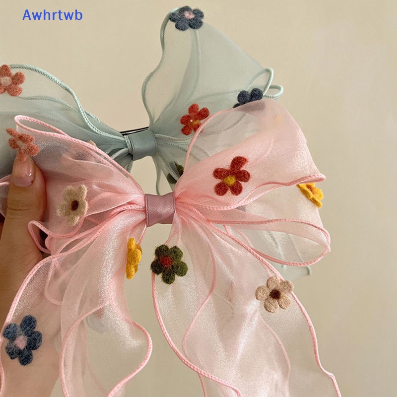 Kẹp Tóc Ruy Băng Dài Hình Hoa Nhiều Màu Sắc Thời Trang Xuân Hè Cho Bé Gái Mới